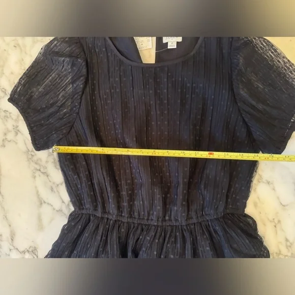 NWT J. CREW FACTORY Pleated flock-dot puff-sleeve dress black tulle Sold Out Sz2 - Picture 6 of 7